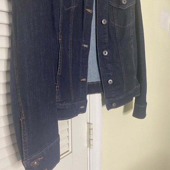 Liz Claiborne Jean Jacket Womens Size Large Blue Long Sleeve Button Up Dark Wash - Picture 5 of 14